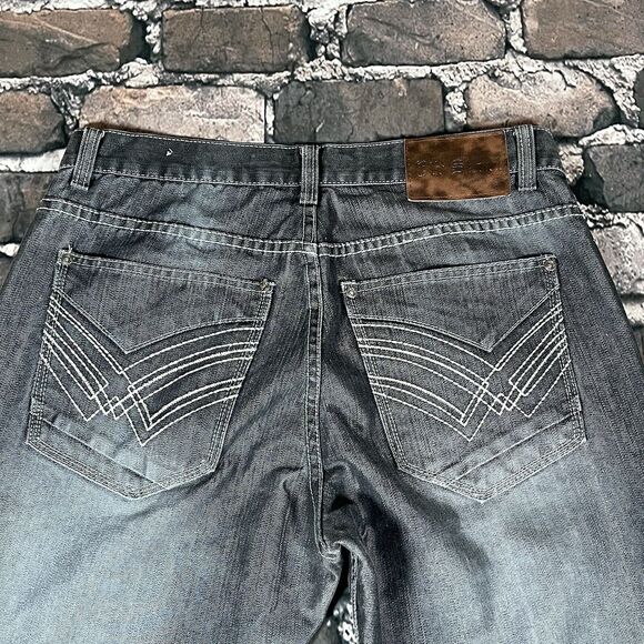 Vintage Old Skool Jeans Mens 34x32 Gray Wide Leg Baggy Hip Hop Skater Y2K Pants - Picture 5 of 16